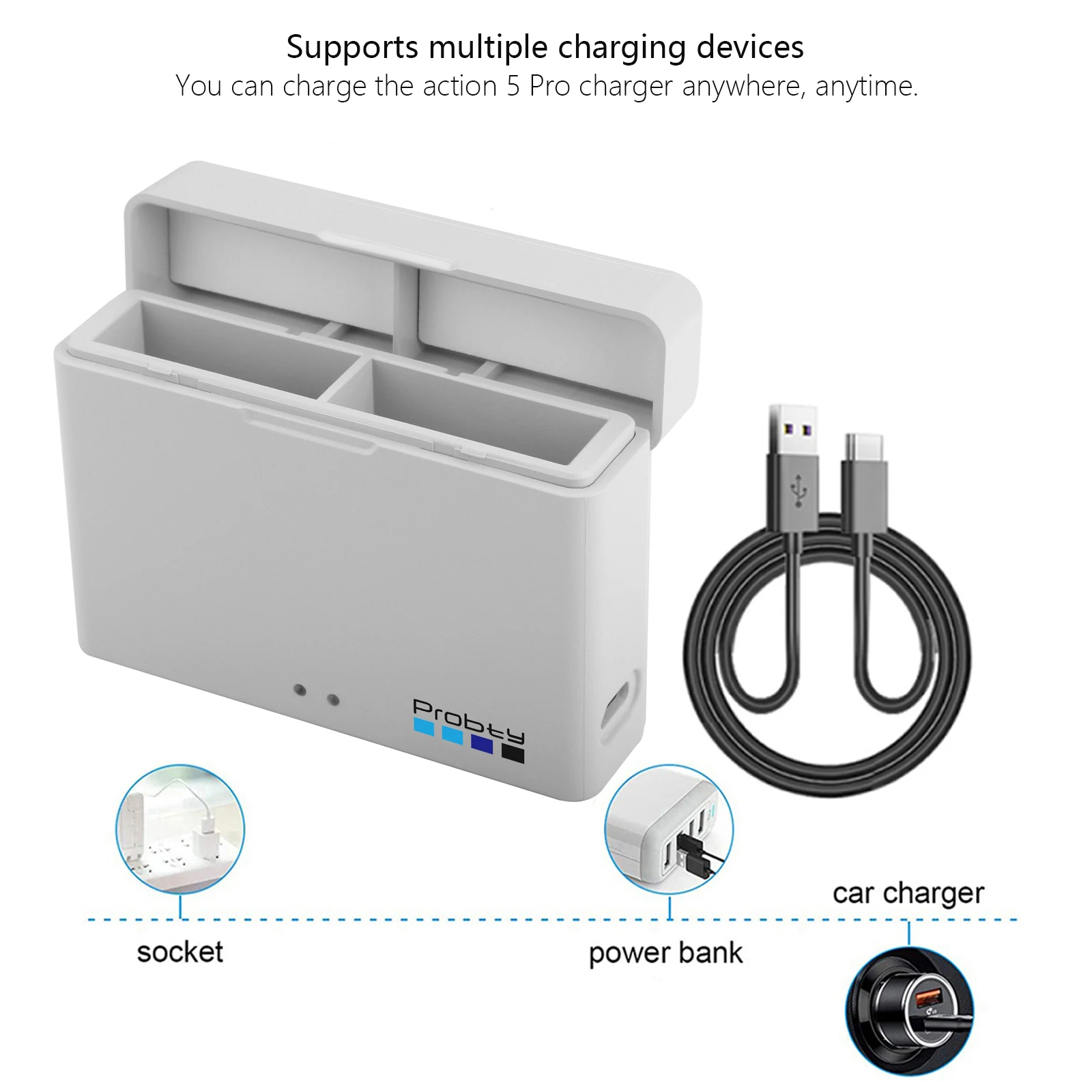 Caméra Action 360° avec Batterie et Chargeur - Lot 1/2/3/4 Batteries