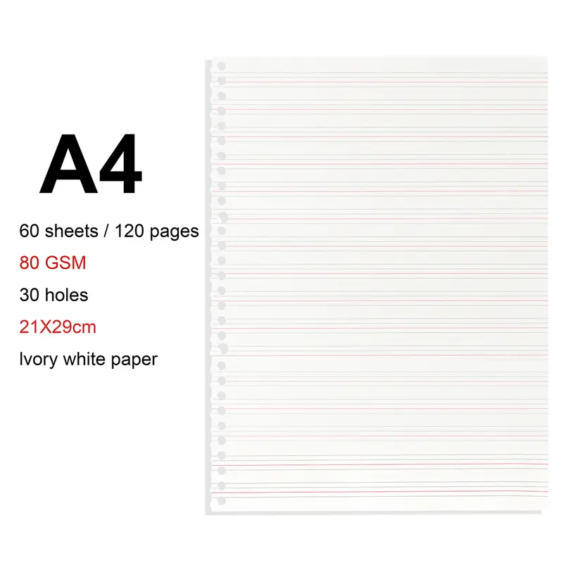 A4/B5/A5 Loose Leaf Refill Binder Notebook Blank/Line/Grid/Cornell Replacable Metal Ring Office&School Supplies Stationery - Image 30