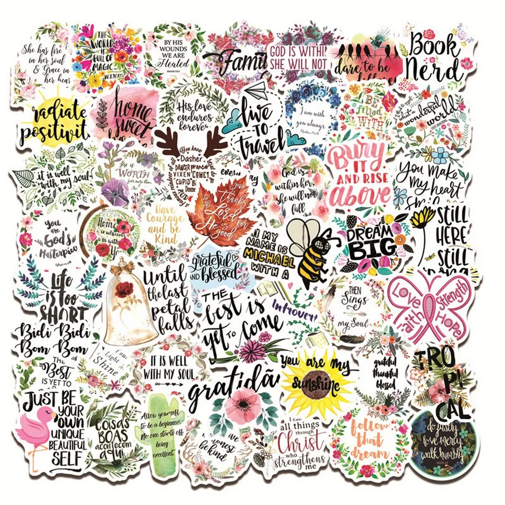 

10/30/50pcs Inspirational Stickers Reward Motivational Stickers for Water Bottle Laptop Trendy Positive Word Quote Vinyl Decals