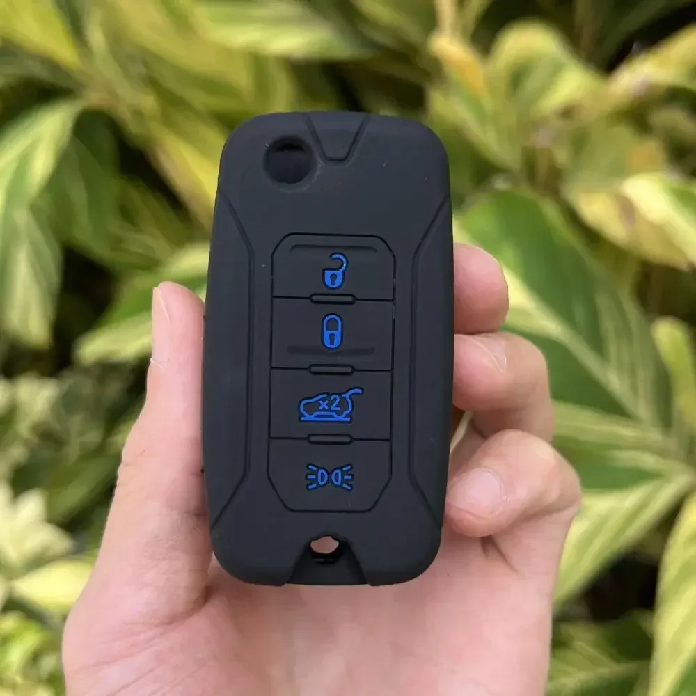 Key Case Cover Key Case Remote Control Case Cover Flip Key Fob Shell Car Key Shell ZAD Silicone Rubber Car Key Case Cover FOB for Jeep Renegade Hard Steel Flip Folding Remote 4button Keyless