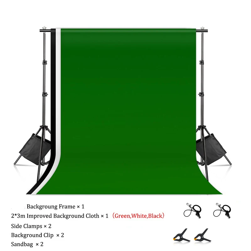 Photography Background Stand Adjust With 2X3M Black White Green Cloth photography-background-stand-adjust-with-2x3m-black-white-green-cloth