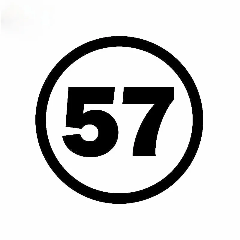 

JP fashion lucky number 57 interesting Car Decal for high quality car design black / silver waterproof sticker 13cm * 13cm