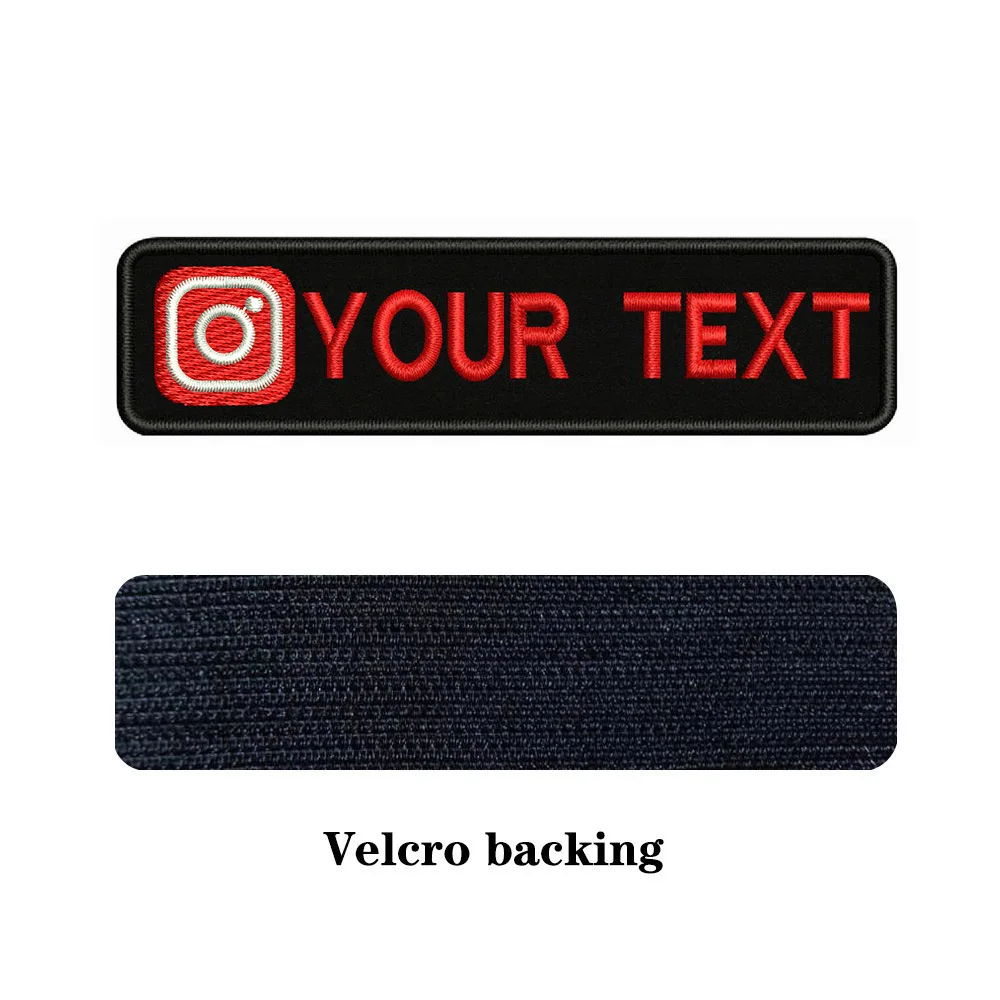 Instagram Logo 10X2.5cm Embroidery Custom Name Text Patch Stripes Badge Iron On Or Velcros Patches 