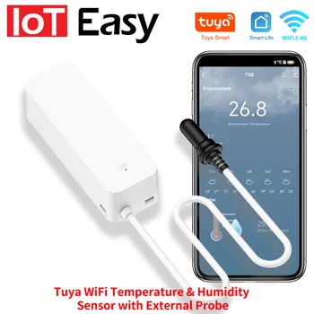 Tuya WiFi Temperature Humidity Sensor With External Probe for Smart Home Hygrometer APP Monitoring For Plants Aquarium Winery 1