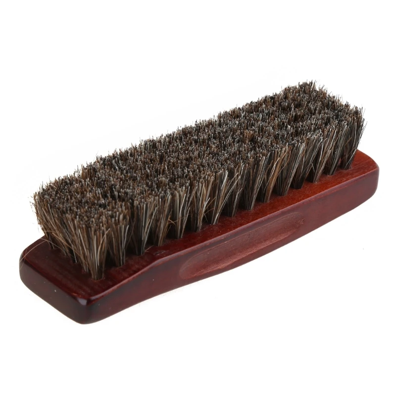 1pc Professional Wooden Handle Horse Hair Bristle Boot Shoes Buffing Brush 95AA 2