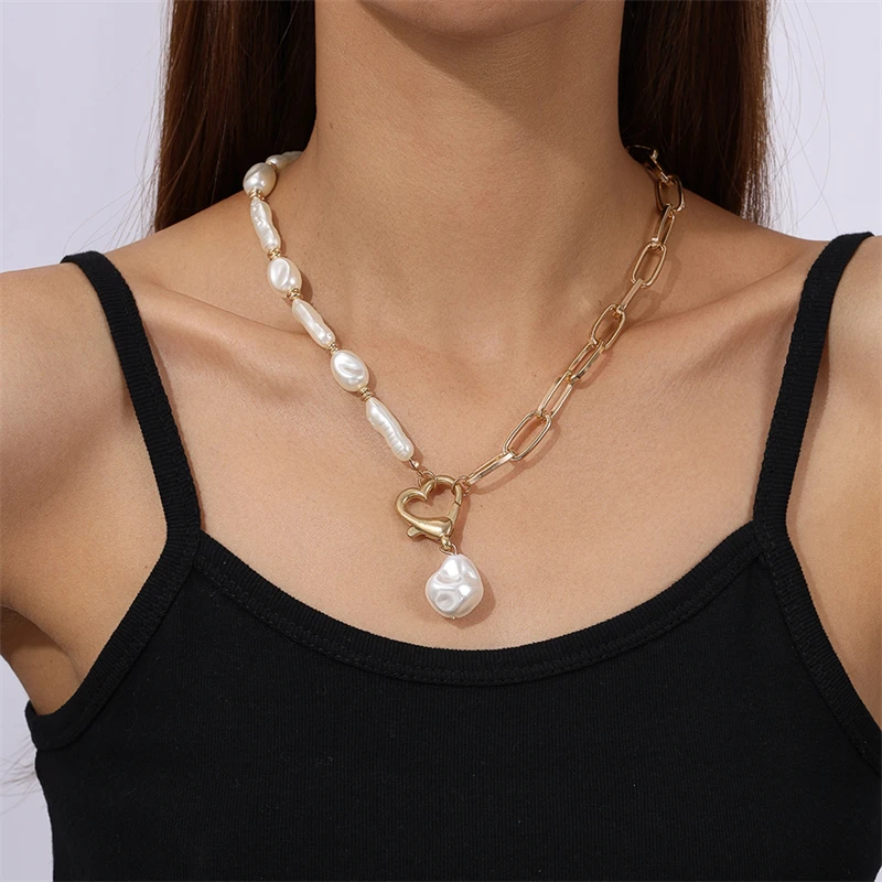 Mode Handgemachte Imitation Perle Choker Halskette für Frauen Hohl Liebe Herz Halskette Mädchen Party Festival Schmuck Geschenke