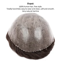 15mm Curly Human Hair Wigs for Men Thin Skin Male Toupee Human Hair Full PU 0.14cm Man's Wigs Capillary With Knots Natural Color 2