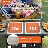 Propane Deep Fryer, Double Burners Commercial Fryer, 16 Qt Stainless Steel Cooker with Removable Baskets & Lids & Tanks, Oil Fry 2
