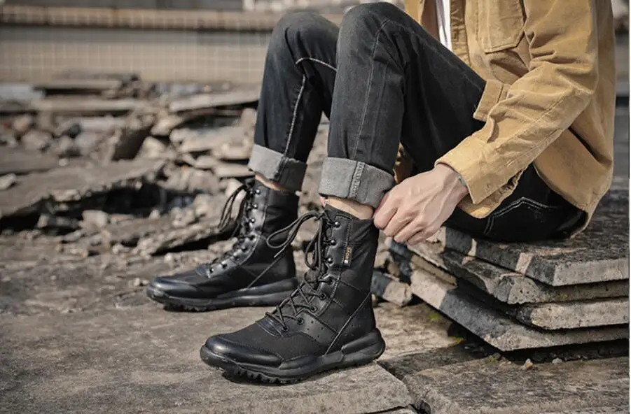 Men's Work Shoes SFB Light Men  Ankle   Boots Waterproof Lace Up Tactical Boot Fashion Mesh Motorcycle Boots
