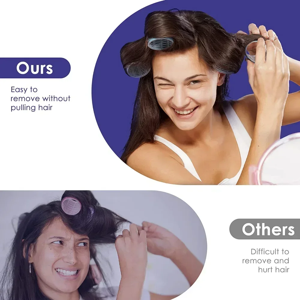 Self-Grip Hair Rollers Heatless Hair Curlers No Heat Bang Volume Self-adhesive Hook & Loop DIY Styling Tool Random Color hair styling tool hair curling tools