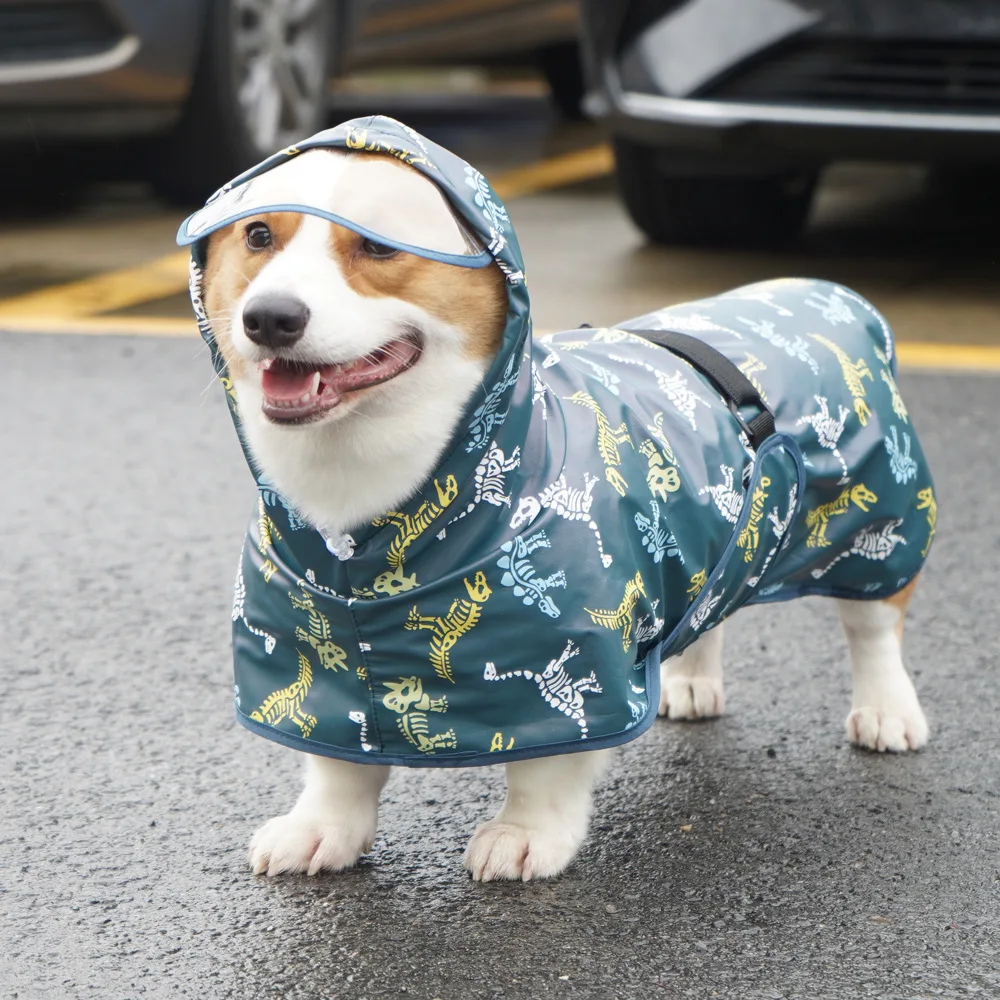 

Lovely Dinosaur Small Medium Large Dog Raincoat Corgi Teddy Golden Retriever Pet Raincoat Cloak Reflective Dog Clothes