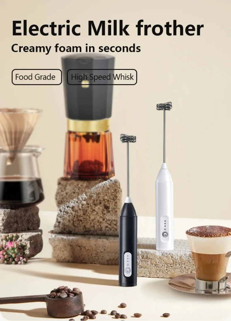 Description Picture 2 of itemHandheld Electric Milk Foamer Blender Stainless Steel Wireless Milk Frother Coffee Whisk Mixer Egg Beater Tools For Kitchen