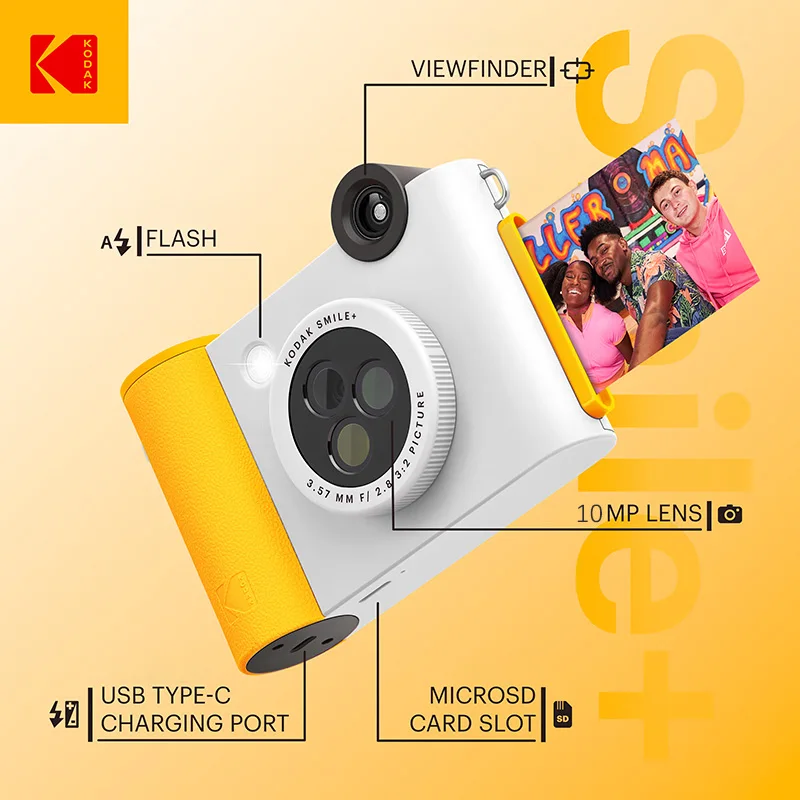 Genuine Kodak Smile+ Instant Camera Portable Photo Printer With All-in-One Camera ZINK Inkless Printing TF Card Support