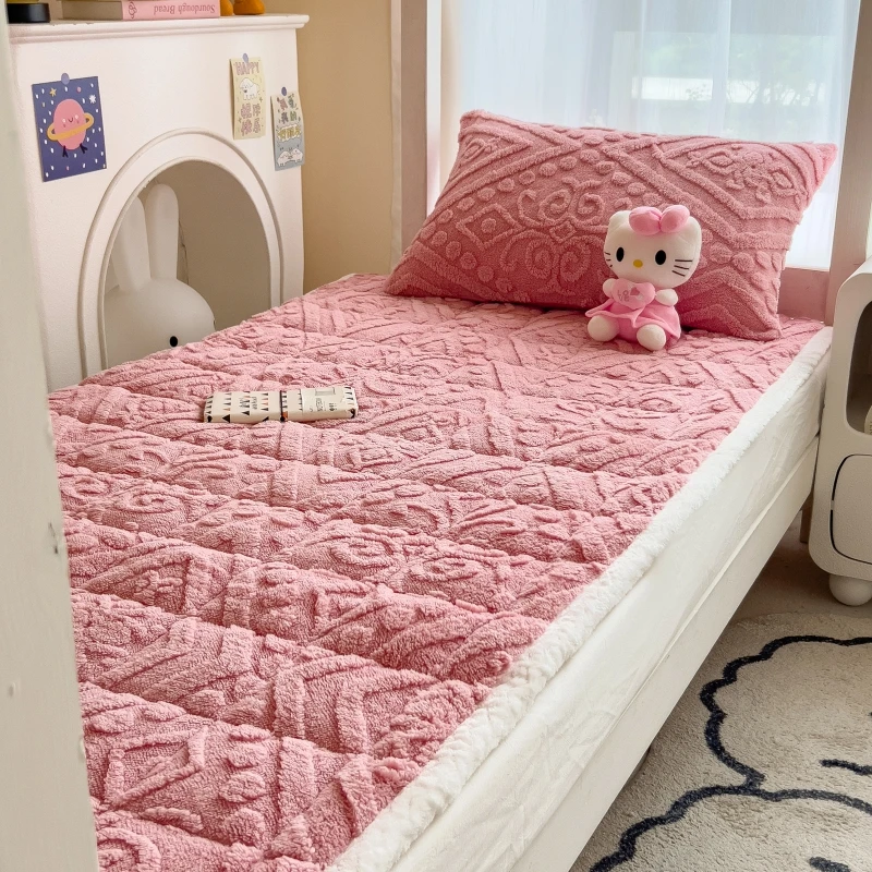 Tower Velvet Mattress Winter Fleece-Lined Milk Fiber Cushion Student Dormitory Single Double Coral Fleece Pad