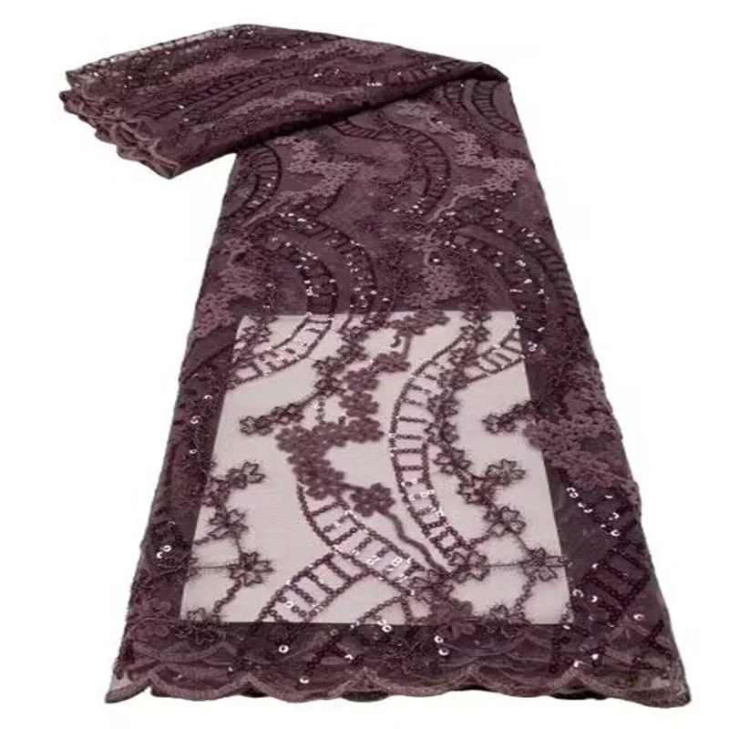 

Pink Hot Sale Sequins Lace Fabric High Quality African Lace Fabric Sequins Lace Fabric for Bridal Material French Net Lace