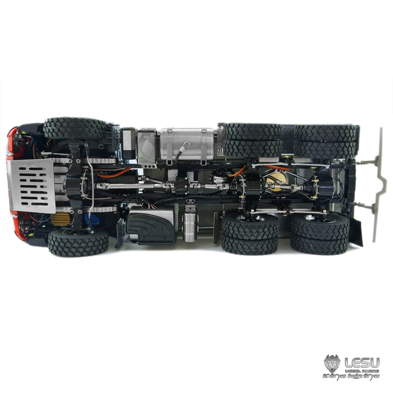 In Stock LESU 1/14  3Axles 6*6 Three-way RC Dump Truck 3348 Tipper DIY With ESC Light Sound W/O Cabin Toy TH11431 4