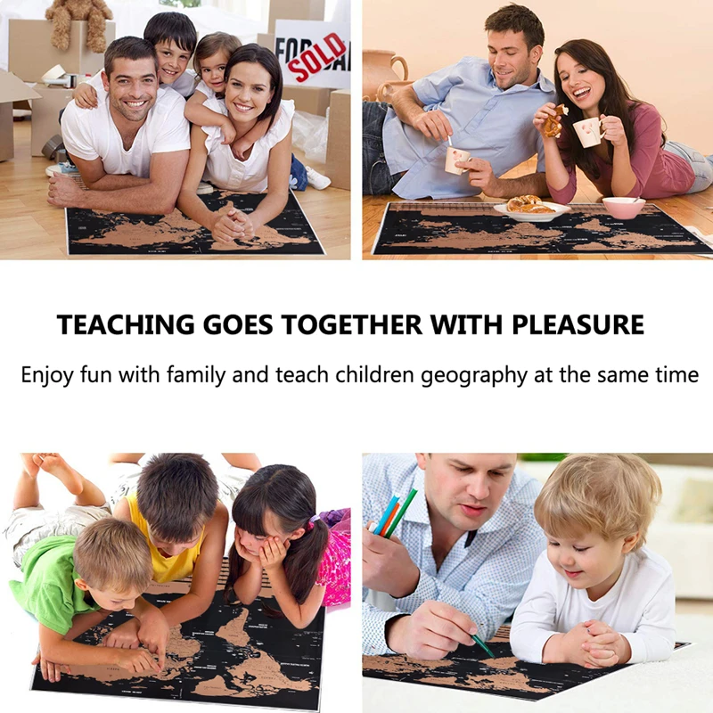 Large Size Scratch Off World Travel Map Premium Personalized Wall Sticker Poster All Country Flags Gift Package for Travelers (13)