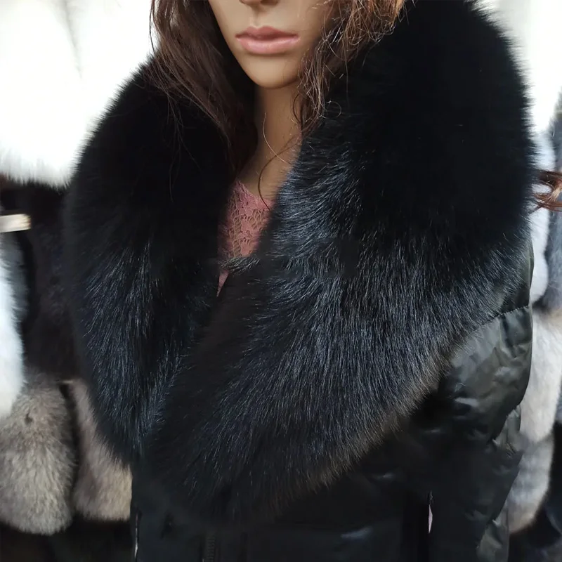 100Cm Artificial Fox Fur Scarf For Women Winter Warm Faux Fur Collar Lady Shawl Woolen Windbreaker Decoration Coat Hat Accessory