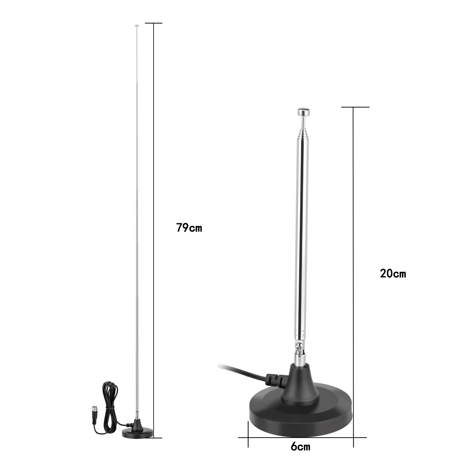 Portable Telescopic FM Radio Antenna with Magnetic Base