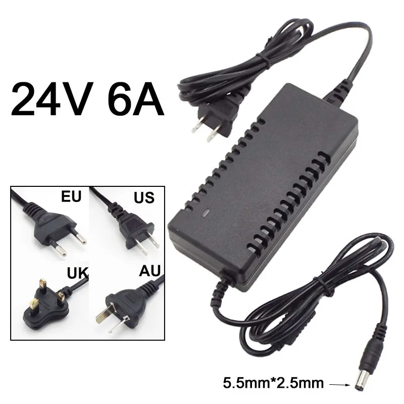 

24V 6A 6000ma AC 110V 220V to DC 24V 6A Adapter Power Supply Converter charger switch Led Transformer Charging 24v Universal Q