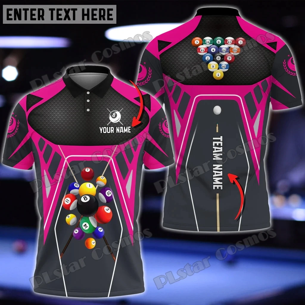 Billard personalisierter Teamname 3D-gedrucktes modisches Herren-Poloshirt Sommer Straße Unisex Casual Poloshirt (6 Farben) WK76 – Detail 12