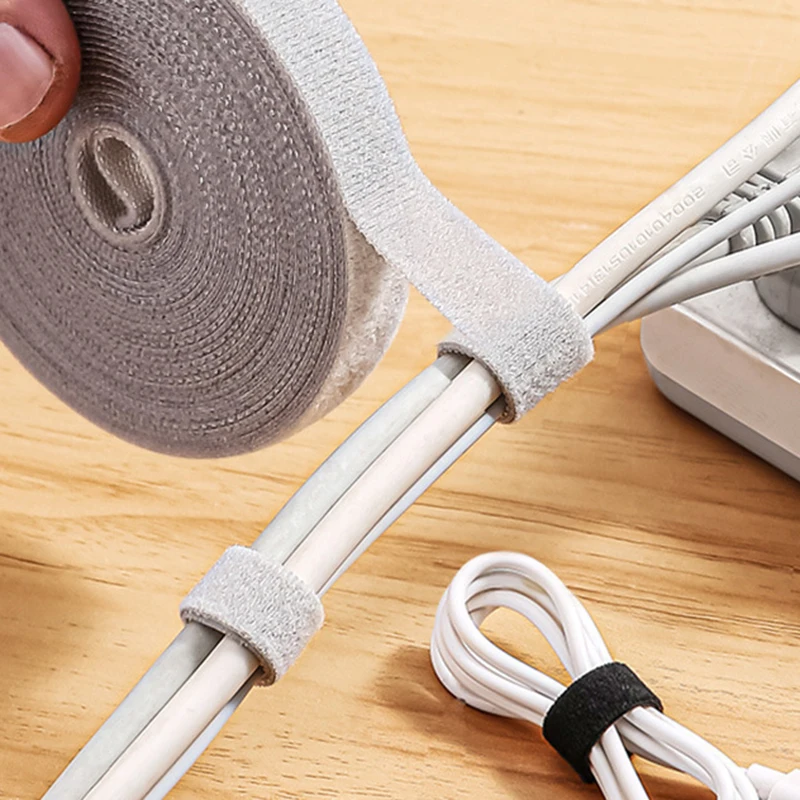 Cable Manager Data Cable Storage Artifact Reusable Cable Tie 1.2cmx5m Nylon Free Cut Wire Organizer USB Cord Cable Ties