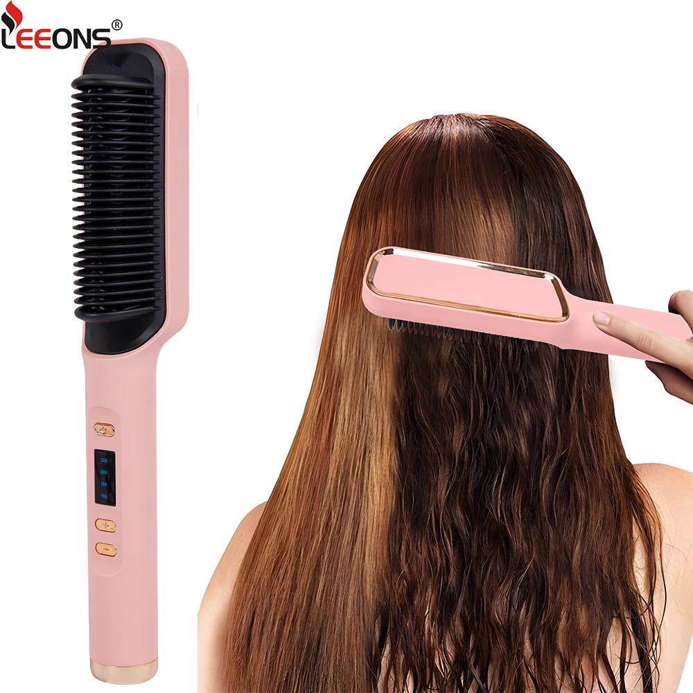 New 6 Colors Hair Straightener Brush Negative Ion Straightening Comb