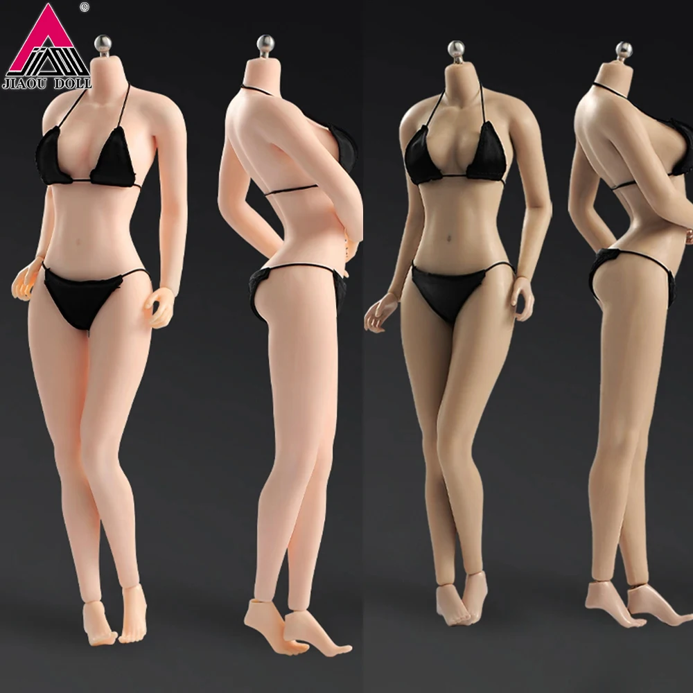 JIAOU Doll 1/6 Small Breasts Tanned Skin Female Body Stainless fexible Pale  Bod