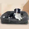 Plush square large dog bed for all seasons, comfortable and soft cat sofa bed with raised edges, removable plush cover dog bed, 3