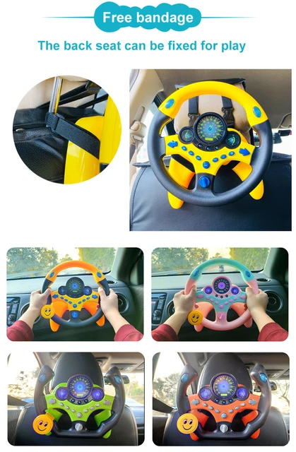 Eletric Simulation Steering Wheel Toy Baby Kids Musical Educational Copilot Stroller Steering Wheel with Light Sound Vocal Toys 6