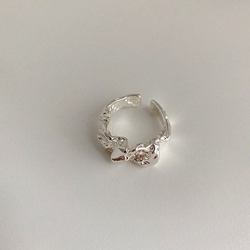 Silver Ring Opening Ring Finger Ring Adjustable Rings New Silver Color Ring for Women Fashion Creative Irregular Metal Geometric Creative Open Rings Party Temperament Jewelry Gift