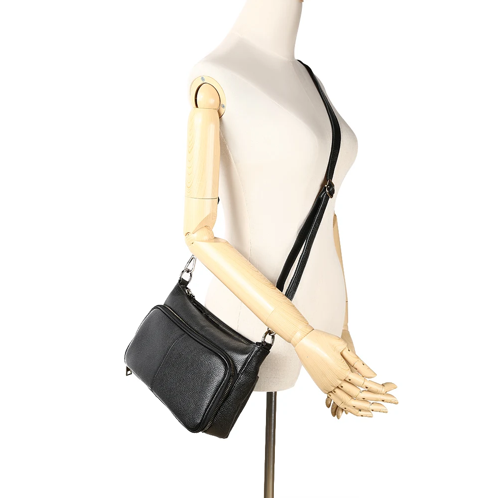 Zency Women's Handbag 100% Genuine Leather Ladies Shoulder Crossbody Messenger Bag Fashion Hobos Black High Quality 3
