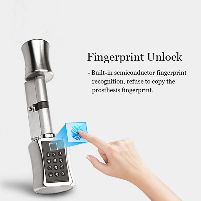 

Silver password Biometric Electronic door Lock with Code digital Keypad Home intelligent lock Fingerprint Smart Cylinder Lock