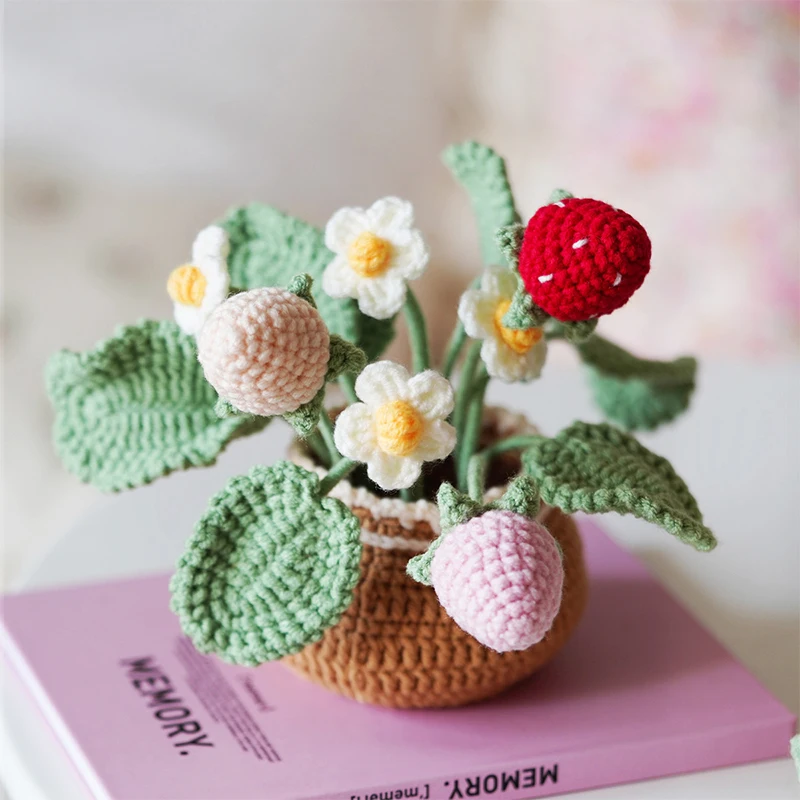 

1Pack DIY Wool Thread knitting flower crochet kit Complete English Instruction Book Crochet Ornament Material Pack