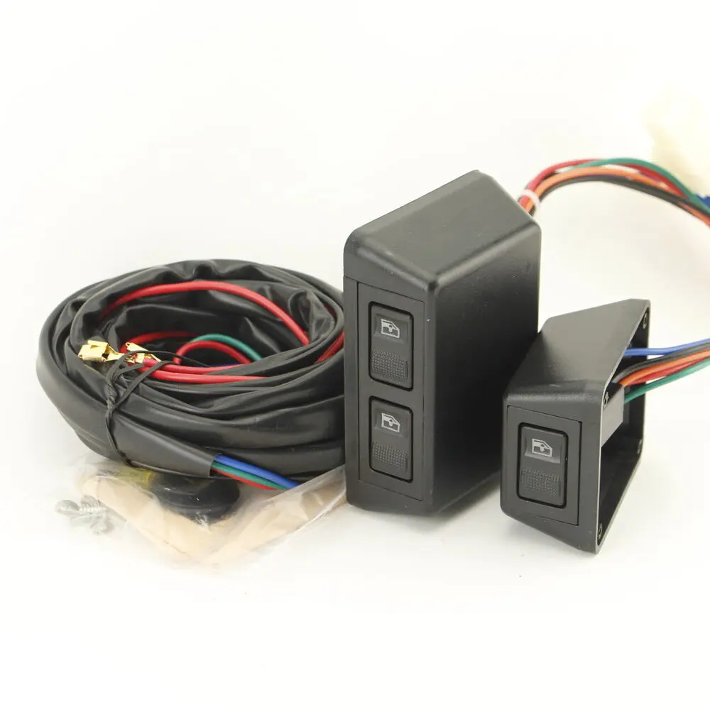 

Universal 3 Rocker Switch Kit Door Lock Power Windows 12V for Front Two Doors