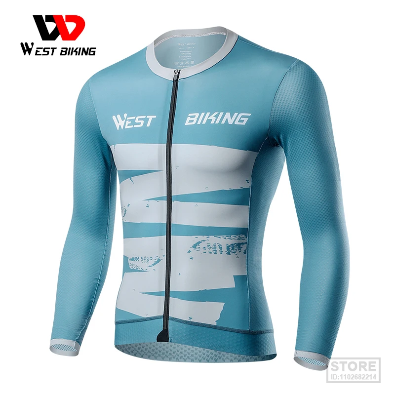 

Мужская трикотажная рубашка WEST BIKING с длинным рукавом, дышащий Топ для езды на велосипеде и шоссейном велосипеде, с карманами, весна-осень