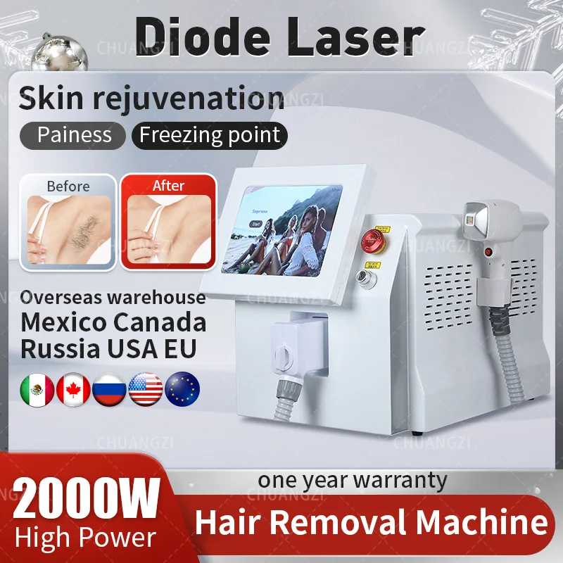 

2024 Diode Laser Hair Removal Machine 3 Wavelength 755 1064 808nm Laser Ice Platinum Permanent Painless Hair Removal Alexandrit