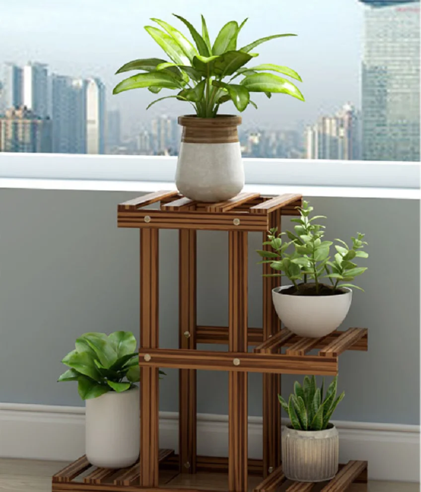 3 Tier Flower Stand Plant Stand Rack Solid Wood Living Room Decoration Floor-to-ceiling Multiple Flower Pot Indoor Outdoor