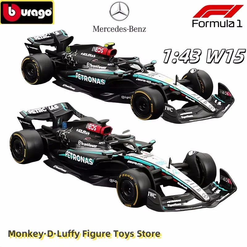 Bburago 1:43 Mercedes-Amg F1 W15 Alloy Miniature Diecast Model Amg Petronas F1 W15 Team #44 #64 Alloy Car Model Toy Xmas Gift 2