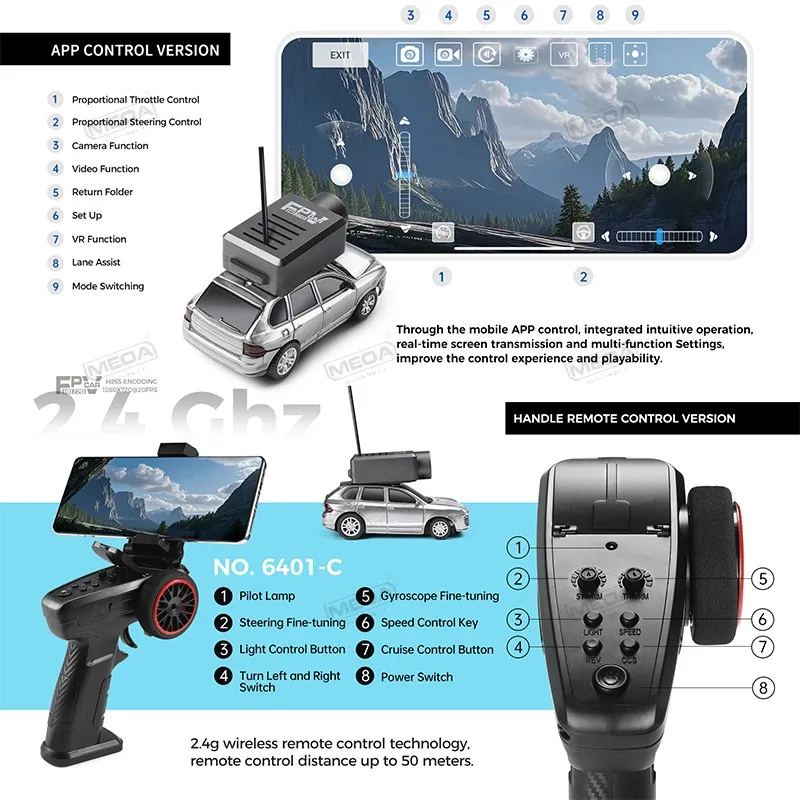 Wltoys 6401-C 1/64 FPV 미니 RC카 & 런웨이 매트 2.4GHz 1인칭 비전 자이로스코프 리모컨 자동차 HD 카메라 레이싱 장난감