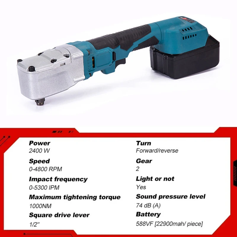 브러시리스 전기 래칫 렌치, 1/2 인치, 4800RPM 제거 나사 너트, 자동차 수리 전동 공구, Makita 18V 배터리 나노, 1000NM