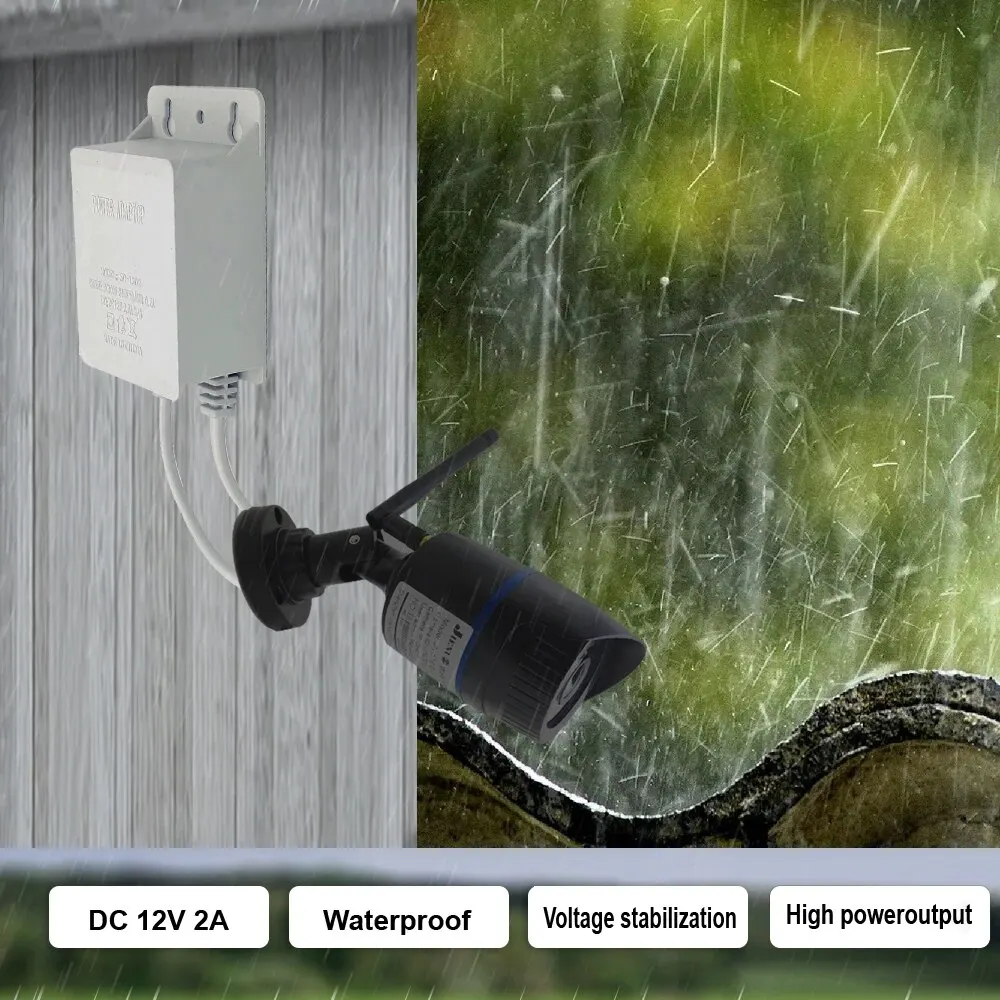 DC12V 2A Waterproof EU Power Adapter power adapter For CCTV Security Surveillance Cameras AHD Camera NVR DVR Input AC100V-240V 5.5mm*2.1mm