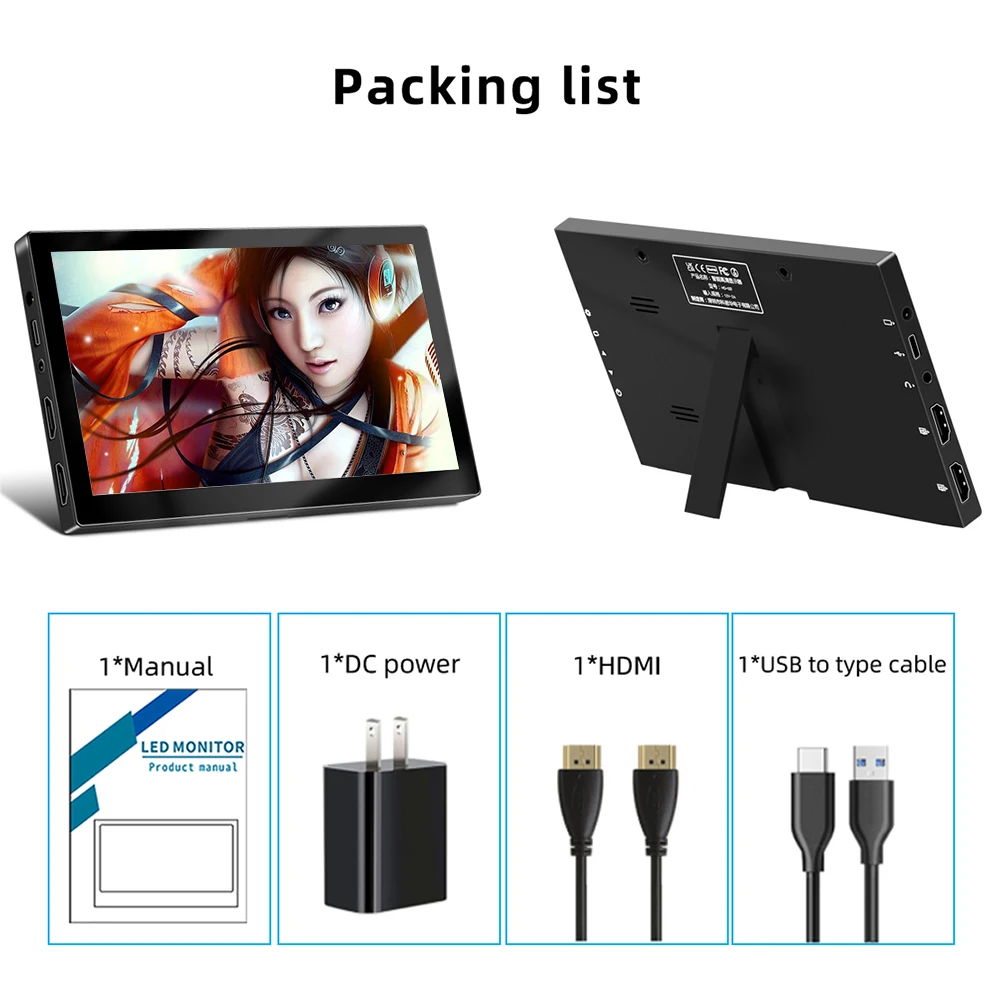 Ecrã Tátil Capacitivo para Raspberry pi Compatível com Windows Hdmi Monitor Portátil Display Lcd Pontos 1024x600 Tft 60hz Polegadas - Imagem 4