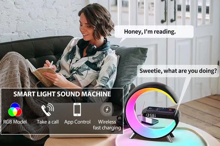 WiFi Smart Sunrise Alarm Clock Wake-up Light RGB APP Control Sunlight Simulation Night Light Sleep Aid with Speaker White Noise