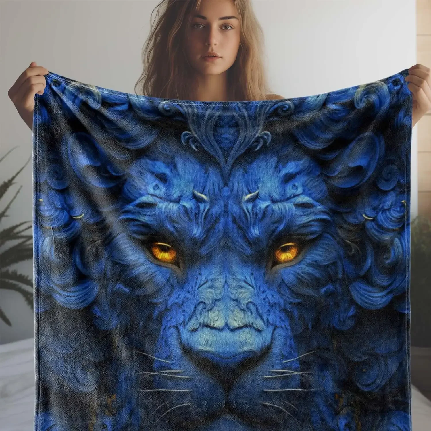 Mystic Blue Lion Blanket A Majestic And Mysterious Blue Lion A Creative Gift For Adventurous Camping Friends And Family 3