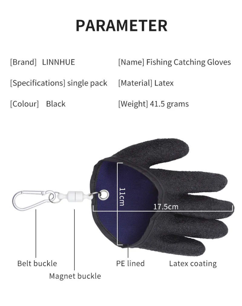 1Pcs Fishing Catching Gloves Protect Hand from Puncture Scrapes Fisherman  Professional Catch Fish and with Magnet Release