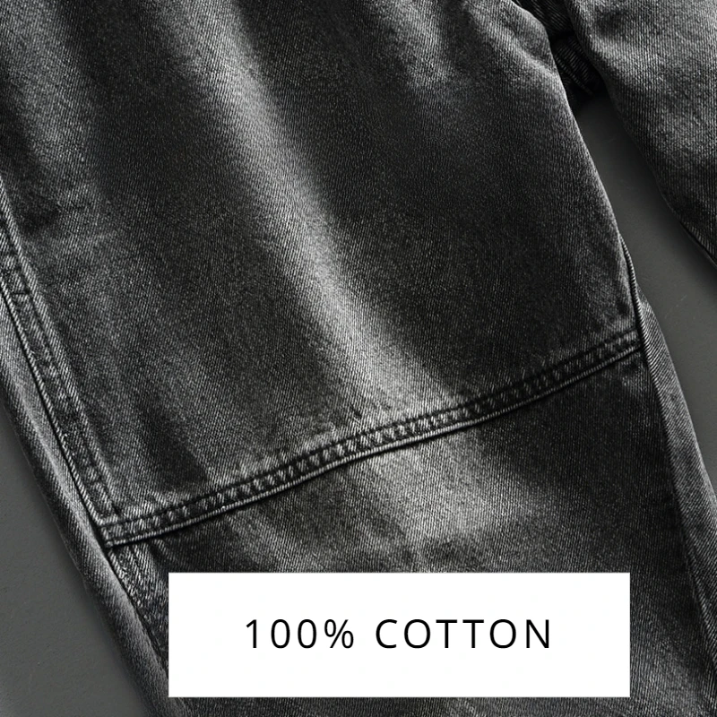 2024 Spring New Vintage Washed Tapered Jeans for Men Clothing Soft 100% Cotton Casual Streetwear Men Pants AG7110