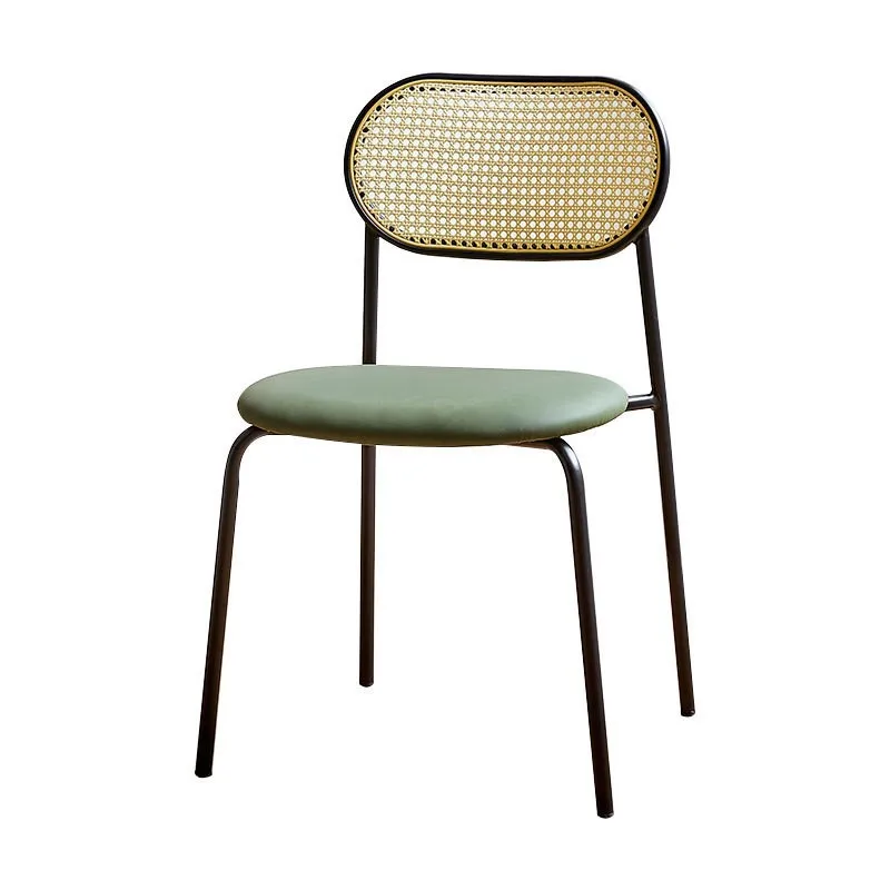 Dining Chairs Home Premium Designer Stackable Reclining Chairs Cream Style Iron Rattan ins