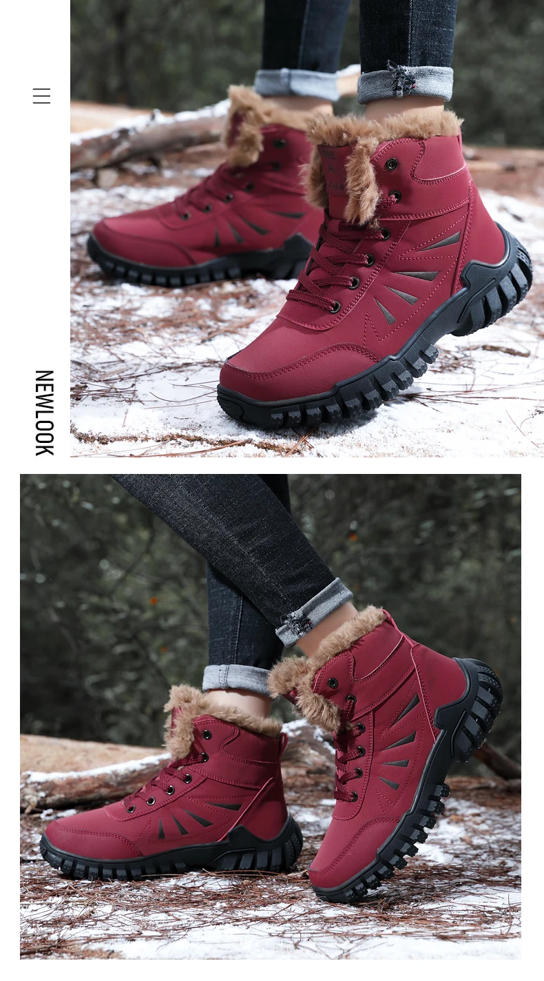 Fujeak Winter Warm Non-slip Snow Boots Tactical Military Boots Desert Combat Boots Waterproof Walking Shoes Cotton Shoes for Men