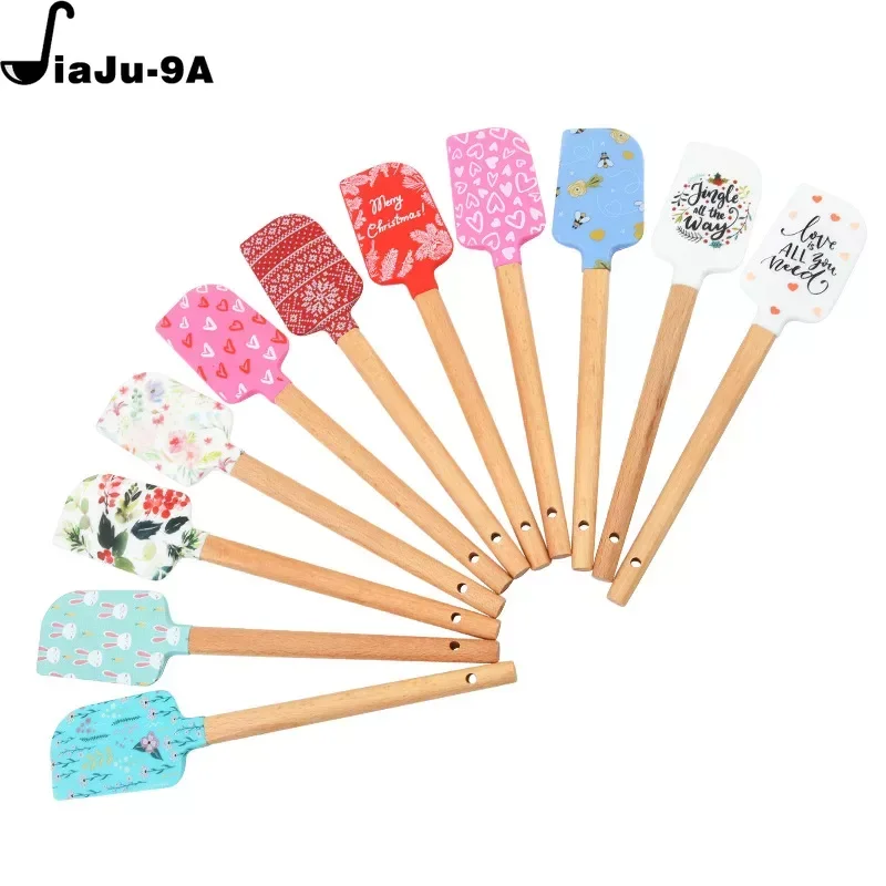 Christmas Cream Pattern Butter Spatula Kitchen Cake Mixing Silicone Scraper Baking Tool Accessories silicone spatula cream spatula silicone scraper kitchen spatula